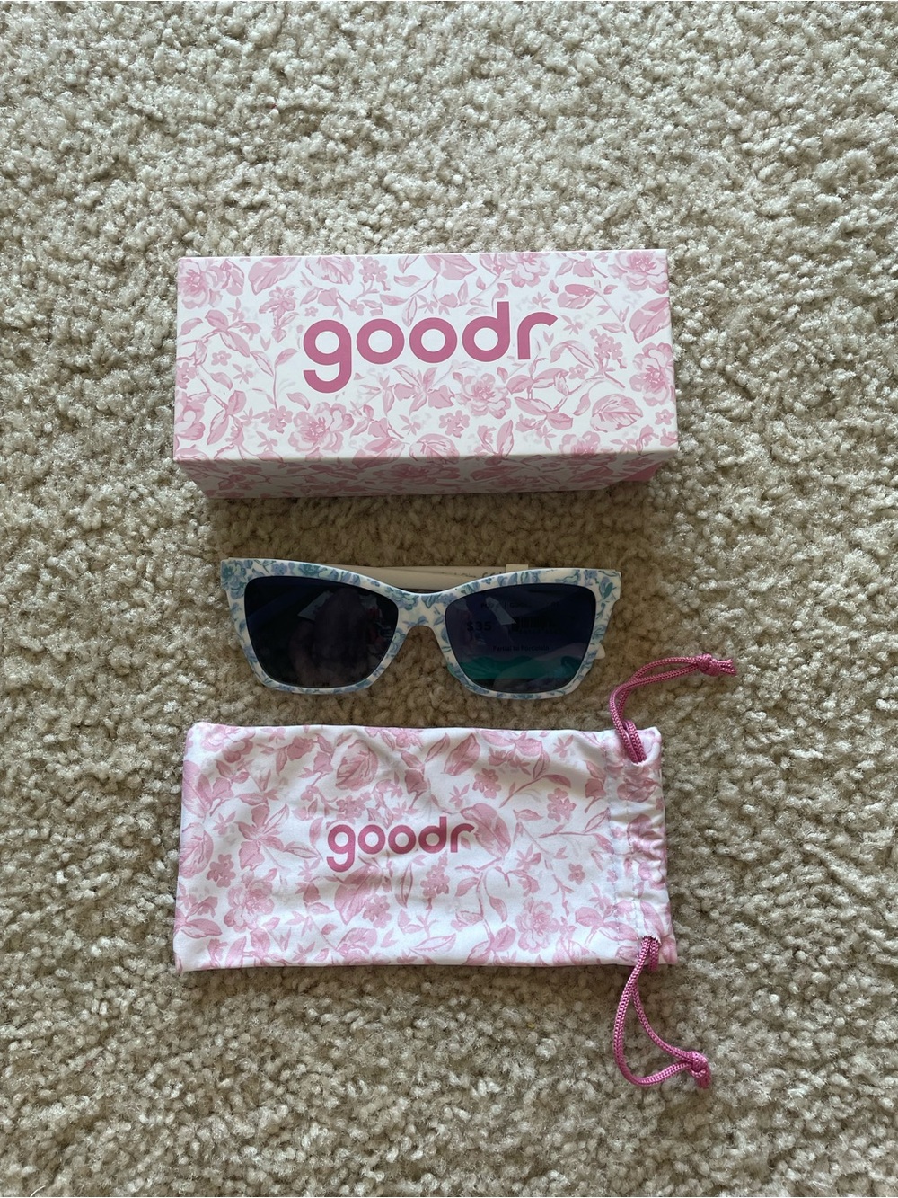 Goodr Blue Floral Sunglasses NWT